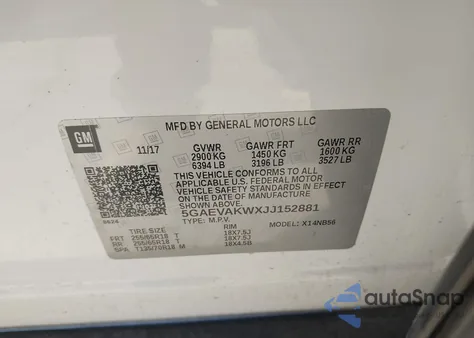 2018 Buick Enclave Essence from USA, damaged, VIN 5GAEVAKWXJJ152881